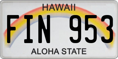 HI license plate FIN953