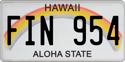 HI license plate FIN954