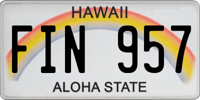 HI license plate FIN957