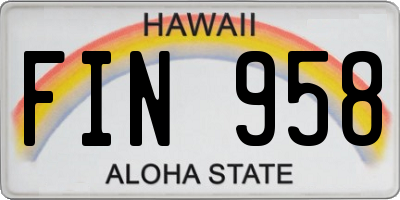 HI license plate FIN958