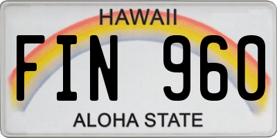HI license plate FIN960