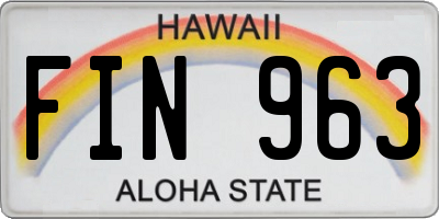 HI license plate FIN963