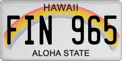 HI license plate FIN965