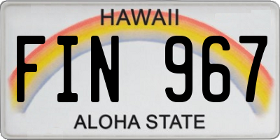 HI license plate FIN967