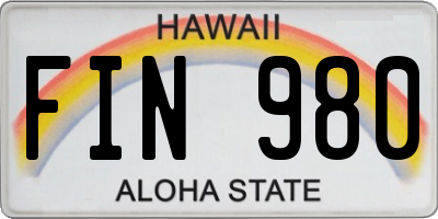 HI license plate FIN980