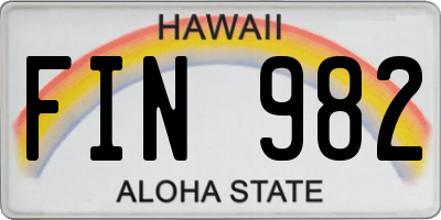 HI license plate FIN982