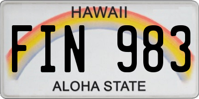 HI license plate FIN983