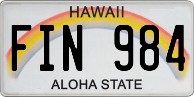 HI license plate FIN984