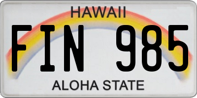 HI license plate FIN985
