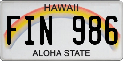 HI license plate FIN986