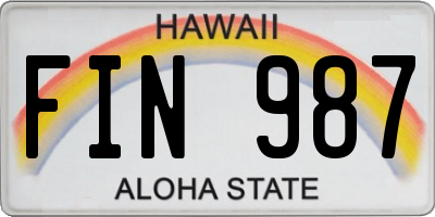 HI license plate FIN987
