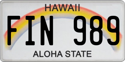HI license plate FIN989