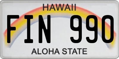 HI license plate FIN990
