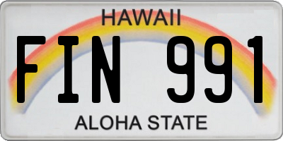 HI license plate FIN991