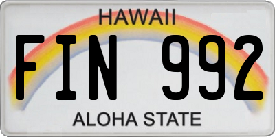 HI license plate FIN992