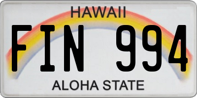 HI license plate FIN994