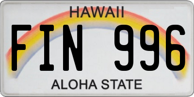HI license plate FIN996