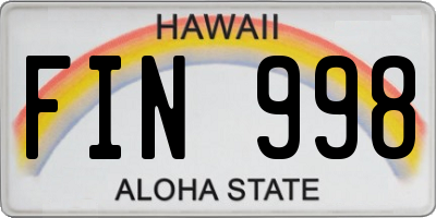 HI license plate FIN998