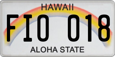 HI license plate FIO018