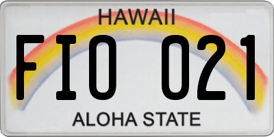 HI license plate FIO021