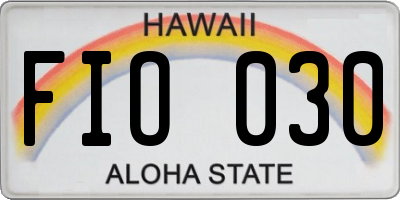 HI license plate FIO030
