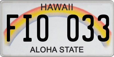 HI license plate FIO033