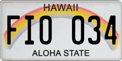 HI license plate FIO034