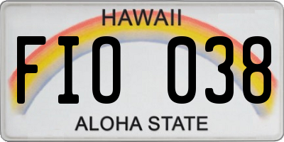 HI license plate FIO038