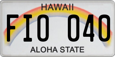 HI license plate FIO040