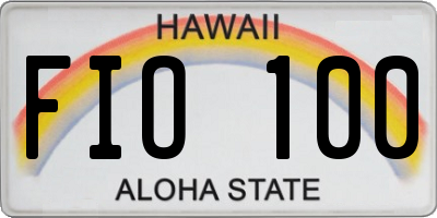 HI license plate FIO100