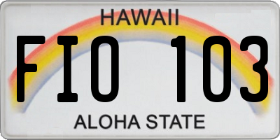 HI license plate FIO103