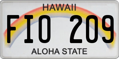 HI license plate FIO209