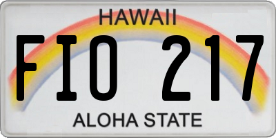 HI license plate FIO217