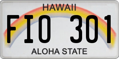 HI license plate FIO301