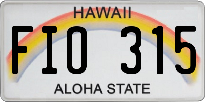 HI license plate FIO315