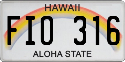 HI license plate FIO316