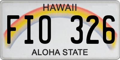 HI license plate FIO326