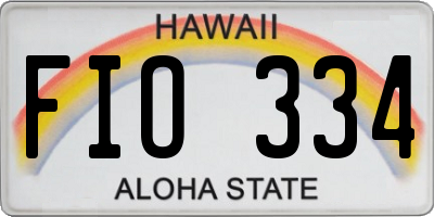 HI license plate FIO334