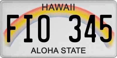 HI license plate FIO345
