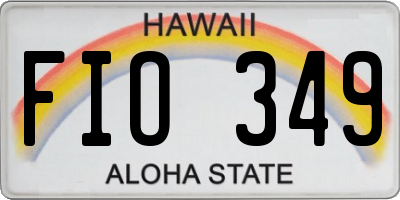 HI license plate FIO349