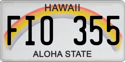 HI license plate FIO355