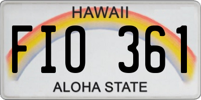 HI license plate FIO361