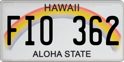 HI license plate FIO362