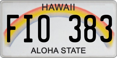 HI license plate FIO383