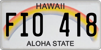 HI license plate FIO418