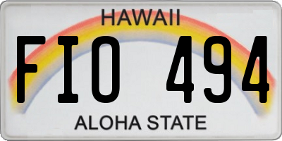 HI license plate FIO494