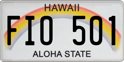 HI license plate FIO501
