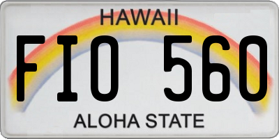 HI license plate FIO560