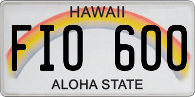HI license plate FIO600
