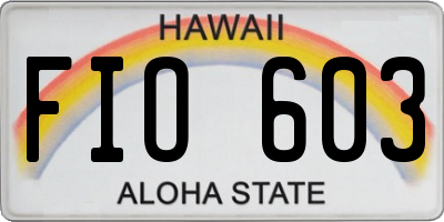 HI license plate FIO603